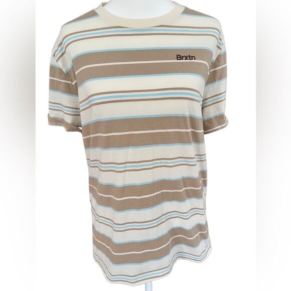 BRIXTON striped crew neck tee, cotton/polyester, size L - Picture 1 of 6